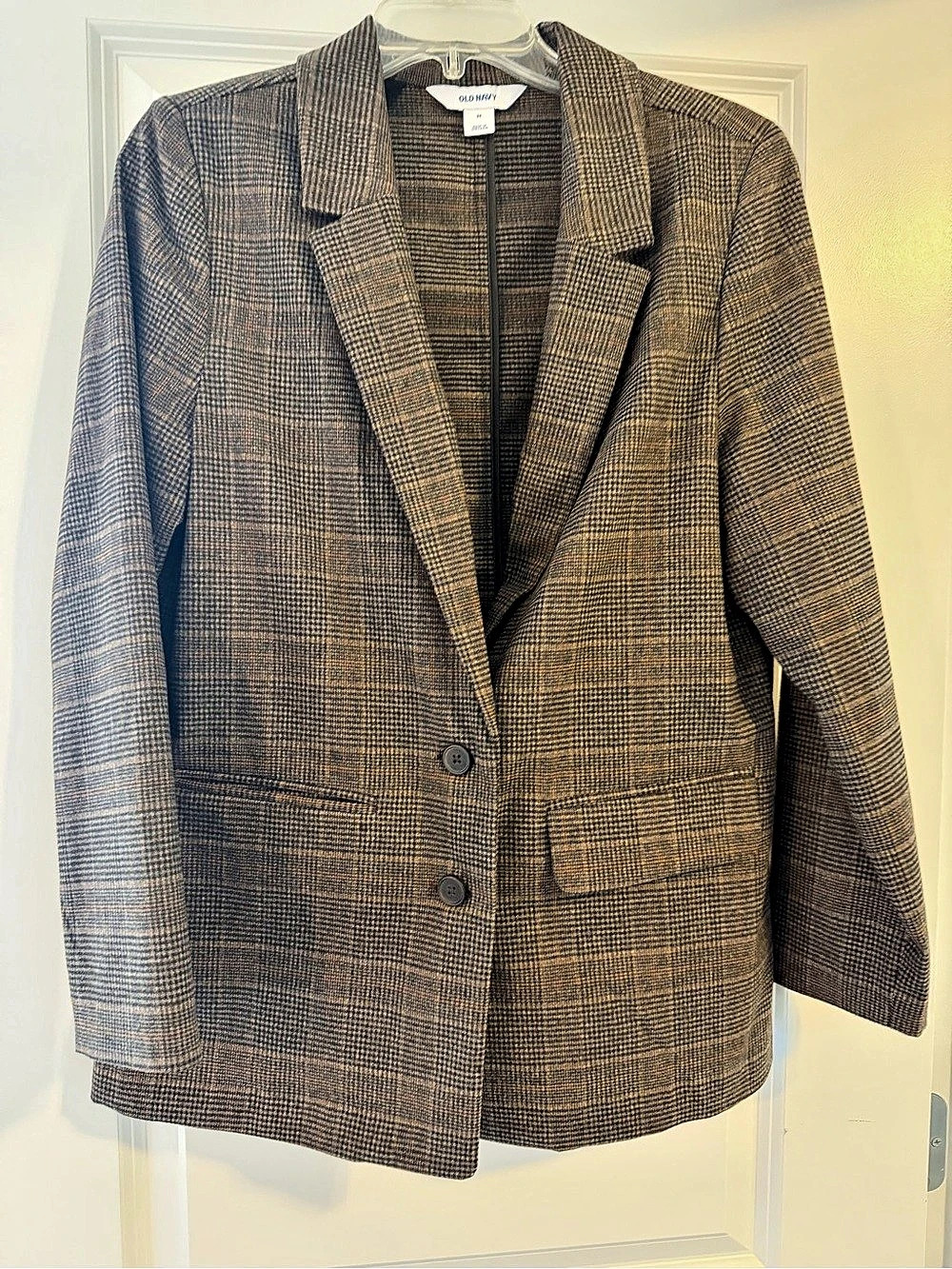 Old Navy Plaid Blazer in Brown & Black Size Medium